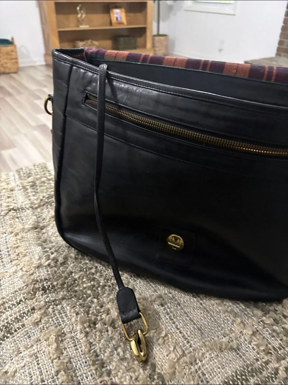Wilson Leather Black Men's Convertible Messenger Backpack Bag with Brass Buckle